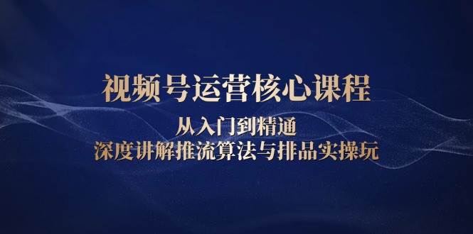 视频号运营核心课程，从入门到精通，深度讲解推流算法与排品实操玩-财富课程