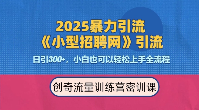 2025最新暴力引流方法，招聘平台一天引流300+，日变现多张，专业人士力荐-财富课程