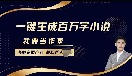 我要当作家，一键生成百万字小说，多种变现方式，轻松月入过W+-财富课程