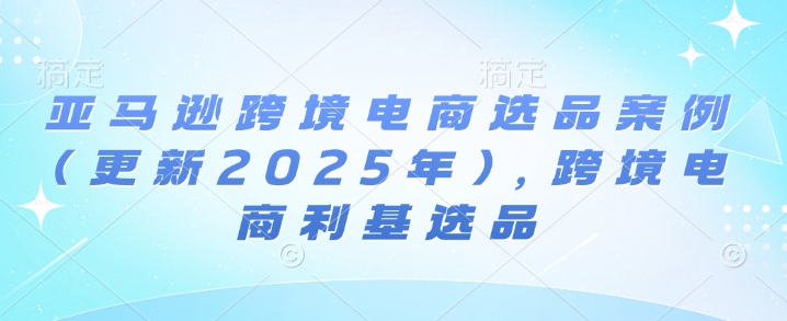 亚马逊跨境电商选品案例(更新2025年)，跨境电商利基选品-财富课程