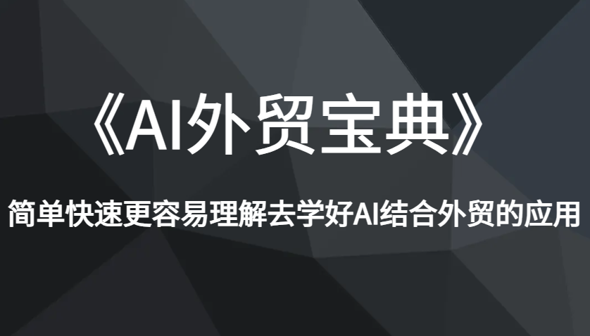 《AI外贸宝典》简单快速更容易理解去学好AI结合外贸的应用-财富课程